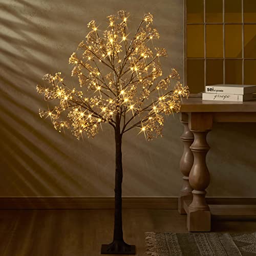 Hairui Artificial Baby Breath Flowers Tree with Lights 5FT 126LED,Prelit Lighted Gypsophila twig Tree for Wedding Party Christmas Holiday Decoration Indoor Outdoor Use - style: Modern