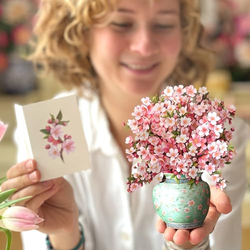 Freshcut Paper Mini Japanese Cherry Blossoms 6 Inch Life-Sized 3D Pop Up Card – Greeting Card, Birthday, Mothers Day, Thank You, Gifts for Mom and Her – Includes Notecard and Envelope - color: Japanese Cherry Blossoms, size: Mini
