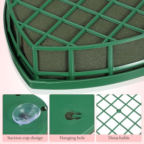 UPKOCH Wedding Car Floral Mud with Suction Cup Small Heart-Shaped DIY Flower Arrangement Plate for Wedding Party Decoration Lightweight Floral Foam Tray 7.87X7.48X1.69In