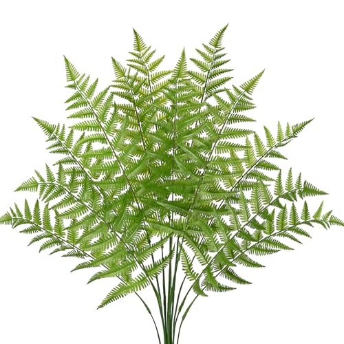 DILATATA 12PCS Artificial Fern Leaves Stems Tropical Faux Fern Foliage Greenery Picks Fake Fern Plants for Vase Wedding Bouquets Home Garden Indoor Outdoor DIY Decor - color: Fern #1