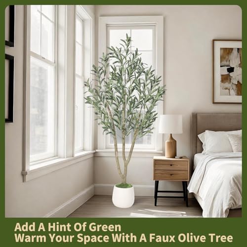 Garvee 5FT Indoor Olive Tree, Artificial Plant with Oval Planter, Lifelike Foliage and Fruits, Fake Plant for Home Decor, Office, Porch and Living Room - size: 5ft