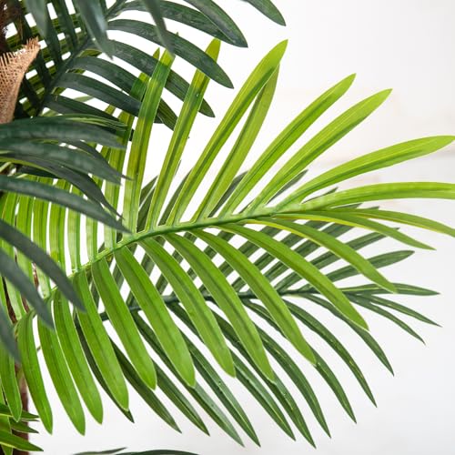 HAIHONG Artificial Palm Tree 6FT, Fake Tree with Realistic Fiber Trunks and White Tall Planter, Faux Tropical Areca Floor Plant in Pot,Artificial Silk Plant for Home Decor Office Decor