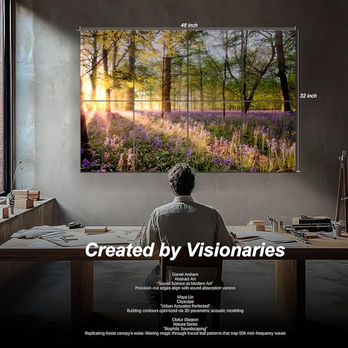 Mollywell Art Acoustic Panels, 48x32 in, Forest Spring | Self-Adhesive, Reduces Echo, Sound Absorbing, Modern Art Wall Decor, Living Room, Studio, Bedroom, Office - color: Forest Spring, size: 8 Pack Art
