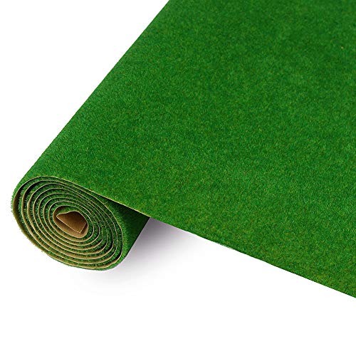 CP137 Artificial Model Grass Mat Trains Green 40x100cm or 15.7'' x 39'' for Decoration Craft Scenery Model DIY - color: Green