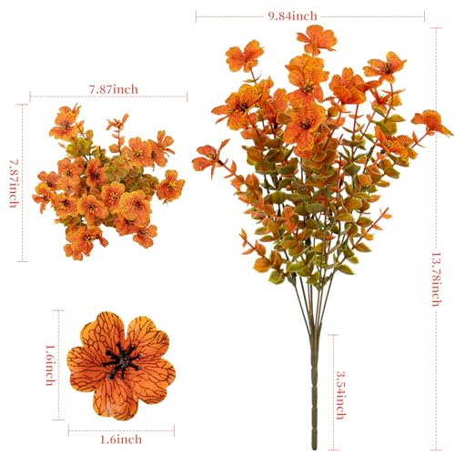 Lnoicy 20 Bundles Artificial Fall Mums,Faux Plants for Decoration,Plastic Flowers for Indoor Garden/Wedding/Farmhouse (Fall Orange) - color: Fall Orange