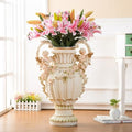 European Style Angel Cherub Floor Vase, Resin, Beige, 28.35" H x 19.70" L x 13.20" W, Baroque Baroque Art Deco for Living Room