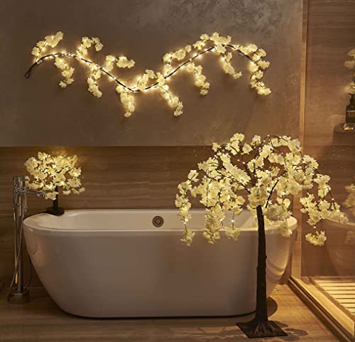 Hairui Lighted White Cherry Blossom Tree Battery Operated 18IN 40 Warm White LED Artifical Bonsai Tree with Timer USB Plug for Wedding Birthday Party Christmas Home Decoration - color: 40l-white
