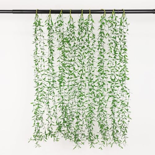 Efavormart 10 Pack 3.5ft Artificial Weeping Willow Hanging Vines with Stems, Lifelike Faux Trailing Greenery for Wedding Backdrop Wall Decor, Arch Staging and Home Patio Accents - color: Type11