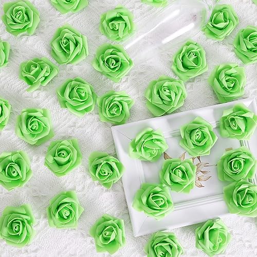Artificial Roses,200PCS Foam Roses 1.97in Rose Flower Heads Craft Flowers for DIY Wedding Party Home Decoration(Light Green) - color: Light Green