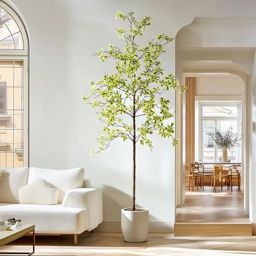 Bailikang 7FT Artificial Black Olive Tree Artificial Olive Plants, Tall Faux Olive Tree Faux Silk Plant Fake Plant Ultra-Realistic Silk Leaves & Natural Trunk Indoor Outdoor Use - color: White Olive Tree, size: 7ft
