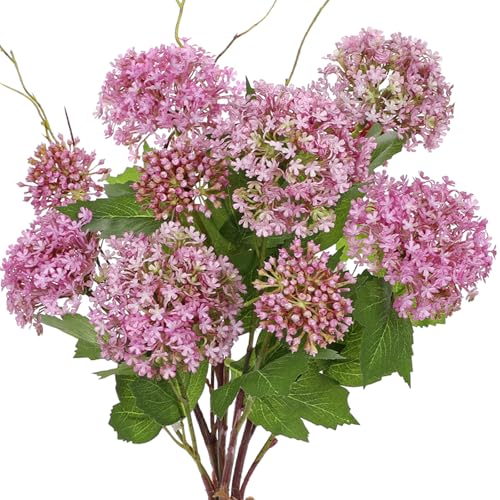 DILATATA Faux Hydrangea Flowers 19" Purple Artificial Hydrangea Spray with 9 Flower Heads, 4Pack Faux Hydrangeas Plastic Flowers Fake Hydrangeas for Indoor Outdoor Wedding Table Centerpieces Decor - color: Purple #5