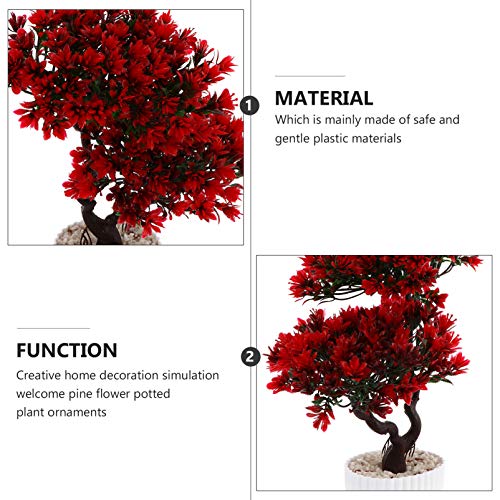 Fake Tree Artificial Bonsai Tree Plastic Fake Bonsai Tree Japanese Faux Potted Plant Simulation Guest-Greeting Pine Ornament Artificial Plant for Home Decor Indoor House Plants Indoors Live