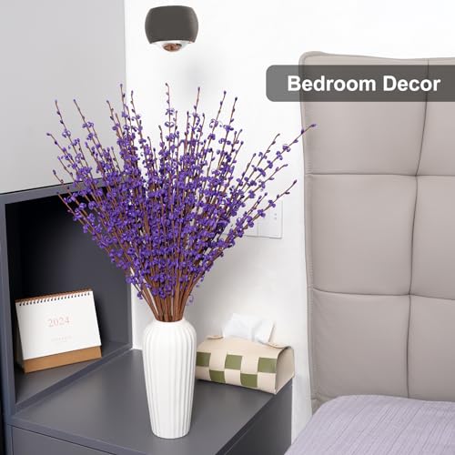 Wootkey 10 Pcs 29.5" Long Jasmine Artificial Flowers Fake Flowers Dry Branches Stem for Home Office DIY Floral Art Plant Wedding Table Centerpieces Party Vase Decoration (Deep Purple) - color: Deep Purple, size: 10pcs-29.5''