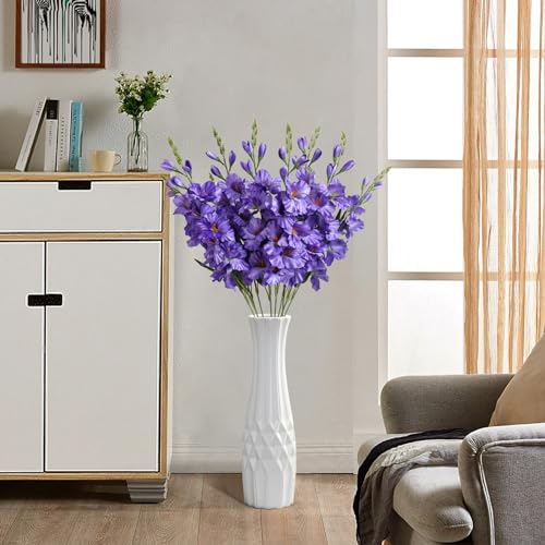 IPOPU Gladiolus Artificial Flowers Purple Gladiolus Flowers 10 PCS 30.3 in Silk Gladiolus Flowers with Stems Artificial Gladiolus Flowers for Home Wedding Office Decoration(Purple) - color: Purple