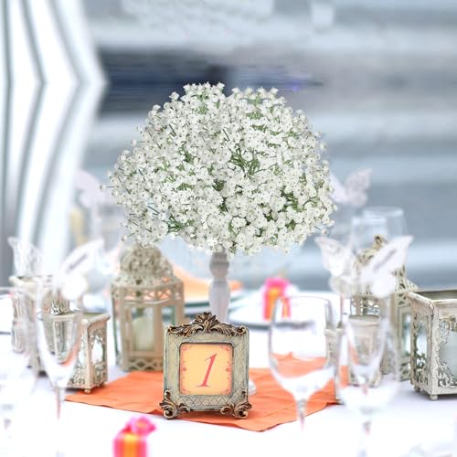 Babys Breath Artificial Flowers 18pcs White Gypsophila Bouquet, Realistic Fake Babys Breath Flowers for Wedding Bouquets Centerpieces Floral Arrangements Party Decor - color: White