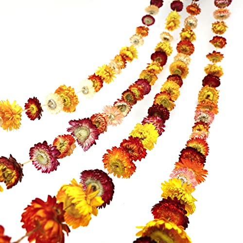 Christmas Decorations, 10ft Dried Flowers Garland Real Daisy Sunflower Garlands Dry Flower Chain with 42 Colorful Flower Heads for Boho Home Wedding Party Wall Hanging Bridal Window Indoor Decor - size: 1PCS-10FT-Multi-color