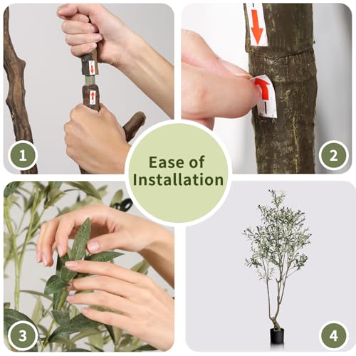 Olive Trees Artificial Indoor 5.5ft(66in) Tall,Artificial Plants with Natural Wood Trunk and Lifelike Fruits,Modern Artificial Plant,Fake Greenery Tree,Housewarming Gifts - color: Olive Tree(1), size: 7ft