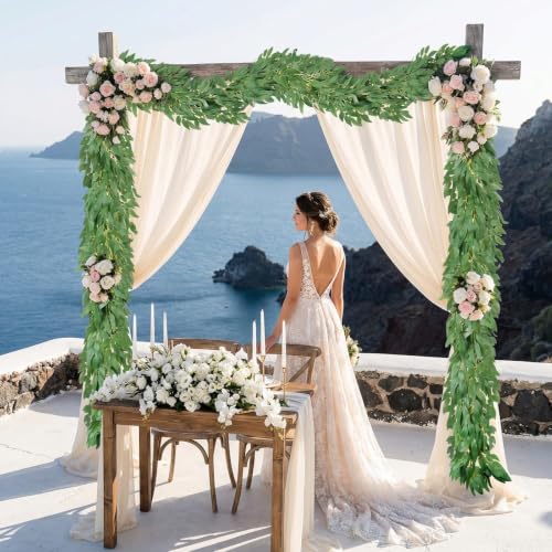 6.56Ft Artificial Vines Garland Silk Italian Ruscus Greenery for Table | 2Pcs Silk Greenery Garland Willows leaves Fake Hanging Plant Vines for Idoor Outdoor Table Centerpieces Wedding Party Mantle