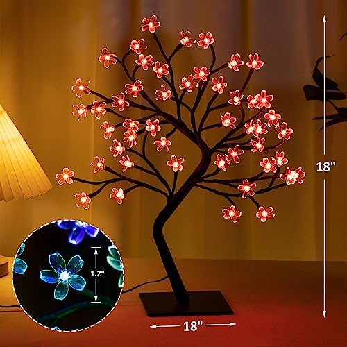 BDUSXYZ Set of 2 Lighted Cherry Blossom Tree - 48 LED 16 Color-Changing 4 Modes Plug in Artificial Bonsai Tree as Night Lights for Halloween Thanksgiving Christmas Wedding Party - size: 48L-2Pcs