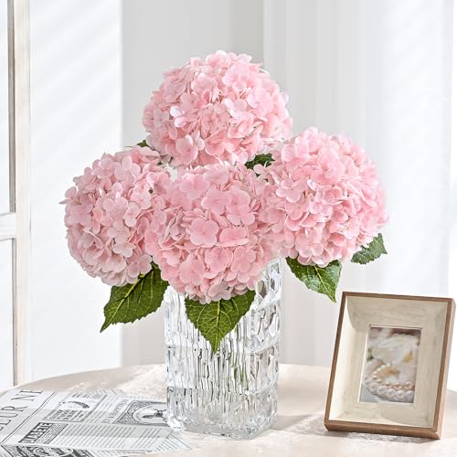 MARTINE MALL 3Pcs 21in Hydrangea Artificial Flowers, Latex Real Touch Hydrangeas Lifelike Large Hydrangea Flowers for Home Decor Party Arrangements Wedding Bouquets Centerpieces (Light Pink) - color: Light Pink, size: 3Pcs