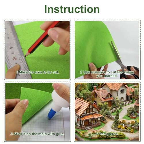 CP413GY Artificial Model Grass Mat Trains Grass Green 40 x 99cm or 16"x 38"for Decoration Craft Scenery Model DIY (3mm(0.11inch)) - size: 3mm