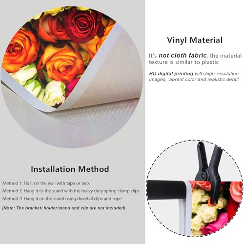 YongFoto 12x8ft Vinyl Flower Backdrop Lush Blossom Red Orange Floral Beautiful Photography Background for Couples Wedding Anniversary Marriage Ceremony Mother's Day Portrait Photo Studio Props - size: 12x8ft