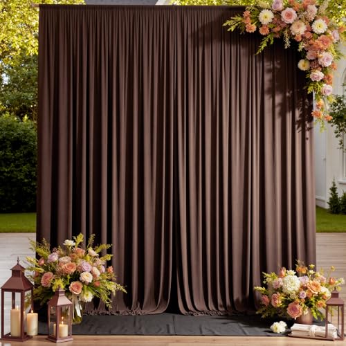 10ftx12ft Brown Backdrop Curtains for Parties, Wrinkle Free Polyester Brown Photo Backdrop Drapes 2 Panels 12 ft Long Back Drop Cloth for Wedding Birthday Photography Background Party - color: Brown, size: 5ft(W)x12ft(H)_2 Panels