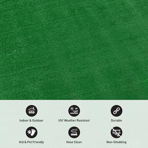 Rugshop Artificial Turf Area Rug, Synthetic Grass Carpet for Garden, Deck, or Garage Use, Indoor Outdoor, Green, 6'6" x 9' - size: 6'7" x 9' (Rectangular)