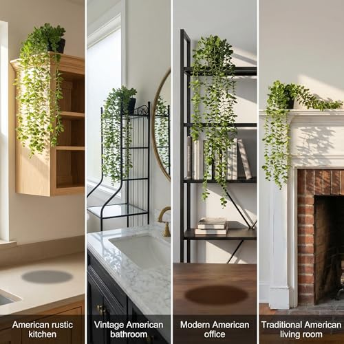 5 Pack Fake Plants - Artificial Hanging Plants & Small Potted Faux Eucalyptus Fern Ivy, UV Resistant Maintenance-Free, for Shelf Wall Desk Home Office Bathroom Indoor Outdoor Decor - size: 5-pack-5in1
