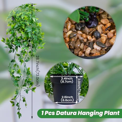 LOYWREE 3 Pack Small Artificial Hanging Mandala Plant with Pot Faux Plants Indoor Fake Small Potted Plant 28.7-In Long Faux Vine Shelf Decor Ideal for Indoor Outdoor Home Office Decoration (Black Pot) - color: Mandala, size: 3Pack