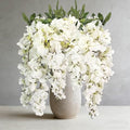 2Pcs Artificial Flowers Faux Silk Flowers Indoor Plants Hanging Wisteria Decoration for Home Indoor Kitchen Table Vase Wedding Party Table Centerpieces Outdoor Decor (White)