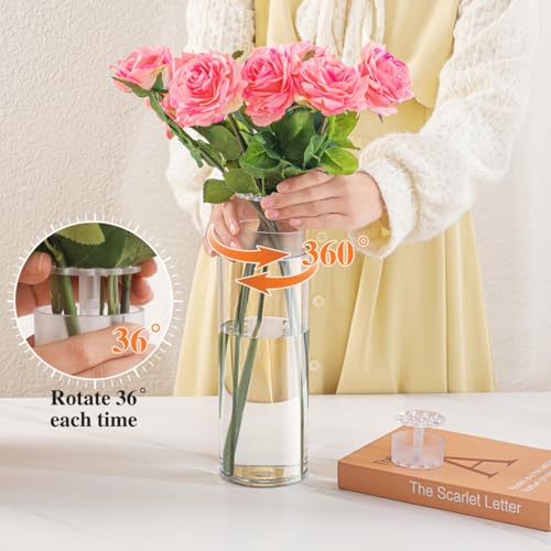 3 Clear Acrylic Cylinder Vase for Centerpieces, Tall Cylinder Plastic Hurricane Vases, Large Unbreakable Flower Vases for Wedding Bouquet (D 4.8" X H 8" + H 10" + H 12" Set of 3 + 2 Holder) - color: 3 Clear - L