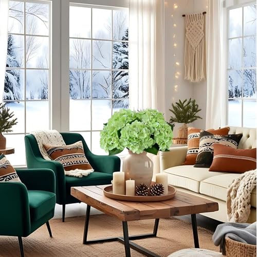 ZYTUYO 5PCS Light Green Hydrangea Artificial Flowers Small Fake Latex Real Touch Hydrangeas Flowers with Stems Faux Silk Bouquet for Home Decor Table Wedding Party Outdoor Centerpieces - color: Light Green