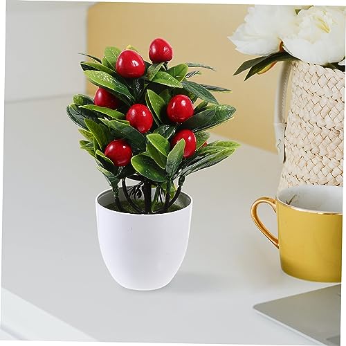 Lifelike Artificial Fruit Tree for Tabletop Decoration Realistic Potted Plant Cherry Fruits for Adornment and Vibrant Faux Bonsai