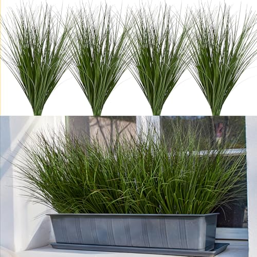 32PCS 17.3" Fake Plants Artificial Wheat Grass Greenery Plastic Plants Fake Grass Artificial Plants for Outdoor Decor Artificial Grass Plant with Greenery Stems for Indoor Home Decoration - size: Short-32PCS