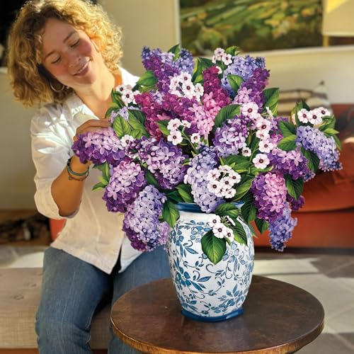 Freshcut Paper Pop Up Cards, Grande Garden Lilacs, 18 Inch Life Sized Forever Flower Bouquet 3D Popup Greeting Card, Birthday Cards, Thank You Card, Blank Notecard & Envelope - color: Garden Lilacs, size: Grande