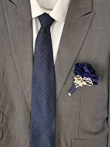 YIFUwedding Bride Water Drop Wine red Bouquet Navy Blue Wedding Bouquet Luxury Jewelry Proposal Bridesmaid Bouquet Groom Corsage Bride Wrist Flower Wedding Decoration, Navy Blue Groom Corsage - color: Navy Blue Groom Corsage