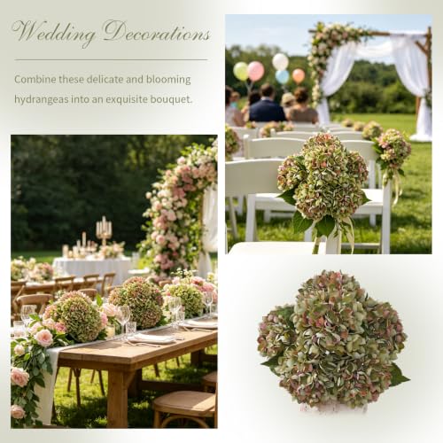6PCS 21 Inch Lifelike Artificial Silk Hydrangea Flowers, Large Fake Hydrangea Flowers Bouquet with Stems, Full Faux Hydrangea for Home Decor Wedding Table Party Office Decor(Dusty Green) - color: Dusty Green