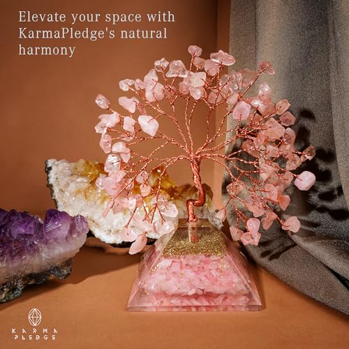Rose Quartz Crystal Tree Good Luck Birthday Gifts for Women Mom Friends Sister Home and Office Desk Decor, Pyramid Base Reiki Healing Stones Chakra Tree of Life for Positive Energy, Money, Sucess - color: Pyramid Base Rose Quartz Crystal Tree