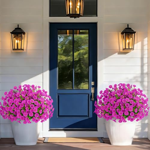 Yastouay Artificial Flowers for Outdoors, 14 Bundles Fake Outdoor Flowers, UV Resistant Artificial Plants & Flowers for Decoration, Fuchsia Realistic Morning Glory for Outdoor Porch Garden Decoration - color: Fuchsia, size: 14 Bundles