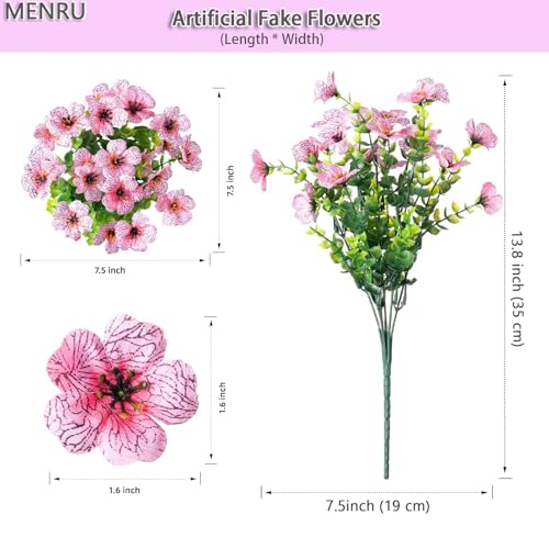 12 Bundles Artificial Flowers for Outdoor UV Resistant and Realistic, Faux Daisy Fake Flowers with Eucalyptus Leaves for Porch, Patio, Planter, Window Box, Home, Garden Decor - color: Pink