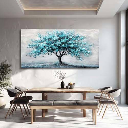 ZUITINGHUA Large Wall Decor For Living Room Canvas Wall Art For Office Modern Wall Decorations For Bedroom Teal Tree Landscape Painting Abstract Pictures Artwork Room Home Decor 24x48 In - color: Teal Abstract Tree, size: 48"L x 24"W