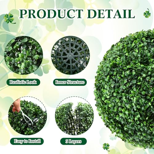 Hotop 2 Pcs 16 Inch Artificial Plant Topiary Ball 4 Layers Garden Spheres Boxwood Balls Artificial Topiaries Spheres Decorative Plants for Backyard, Balcony, Garden, Indoor Outdoor Decor(Green) - color: Green, size: 16 Inch