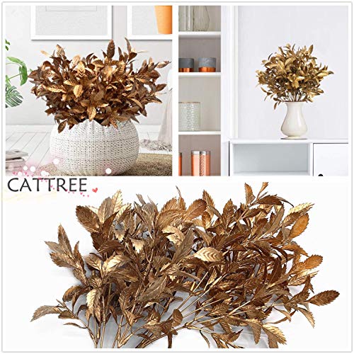 CATTREE Artificial Plants for Christmas, Plastic Grass Faux Shrubs Fake Leaves Simulation Bushes Home Indoor Outdoor Garden Wedding Festival Decoration Hall Office Table Planter Filler – Gold 2 Pack - color: Gold Grass -2 Pcs
