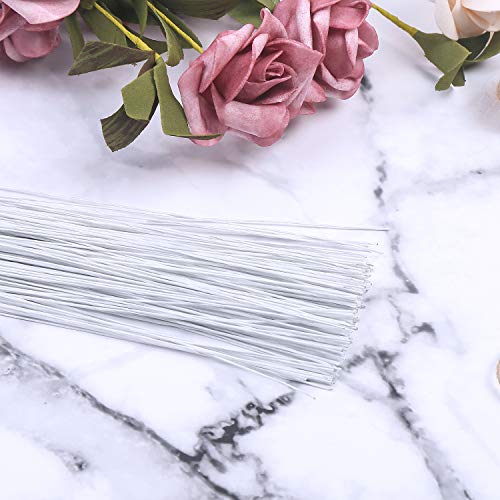 CCINEE 26 Gauge White Floral Wire Stem for Flower Arrangement Craft Supply,16 Inch,200PCS - color: #26 White