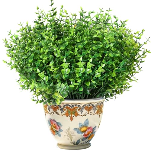 Artificial Eucalyptus Bundles Fake Greenery Stems Realistic Fade Resistant Faux Plants for Indoor Outdoor All Seasons Home Office Farmhouse Wedding Patio Garden Spring Decor Without Pot - color: Green, size: 12 Bundles