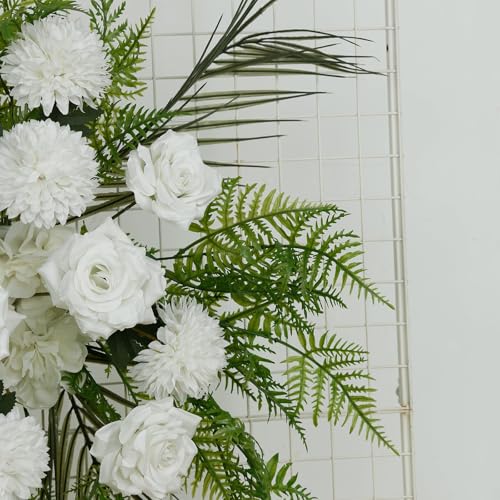Efavormart Ivory Wedding Arch Swag, Timeless Artificial Ivory Rose and Chrysanthemum Floral Arrangement for Classic Ceremonies and Backdrop Styling - color: Ivory Arch02