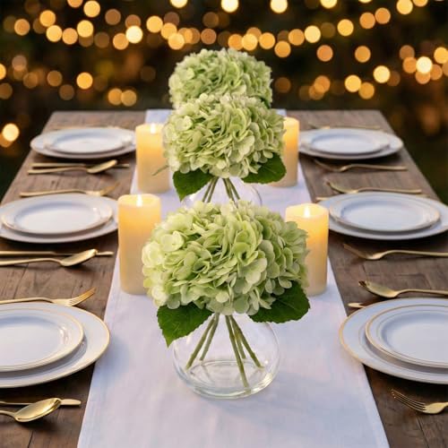 Real Touch Artificial Hydrangea in Vase,Premium Faux Flowers with Faux Water for Home Decoration,Coffee Table,Wedding,Green Fake Hydrangea with Vase for DIY Floral Arrangements - color: Green