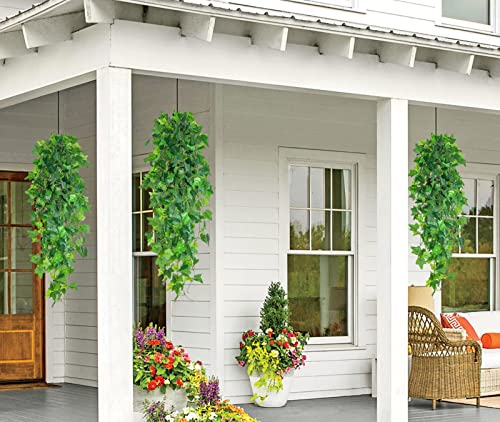 RECUTMS Fake Vines 4pcs Artificial Ivy Hanging Plant Silk Leaves Faux Greenery Garland for Room Indoor Outdoor Garden Door Wall Baskets Wedding Party Table Balcony Decor - color: Hang-green