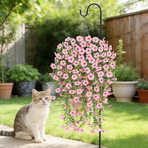 AGIRL 6 Bundles Artificial Flowers for Outdoors Spring Summer Decoration,Pink Fake Hanging Flowers,UV Resistant Silk Faux Plants for Garden,Patio,Porch,Yard,Farmhouse Decor (Pink) - color: Pink